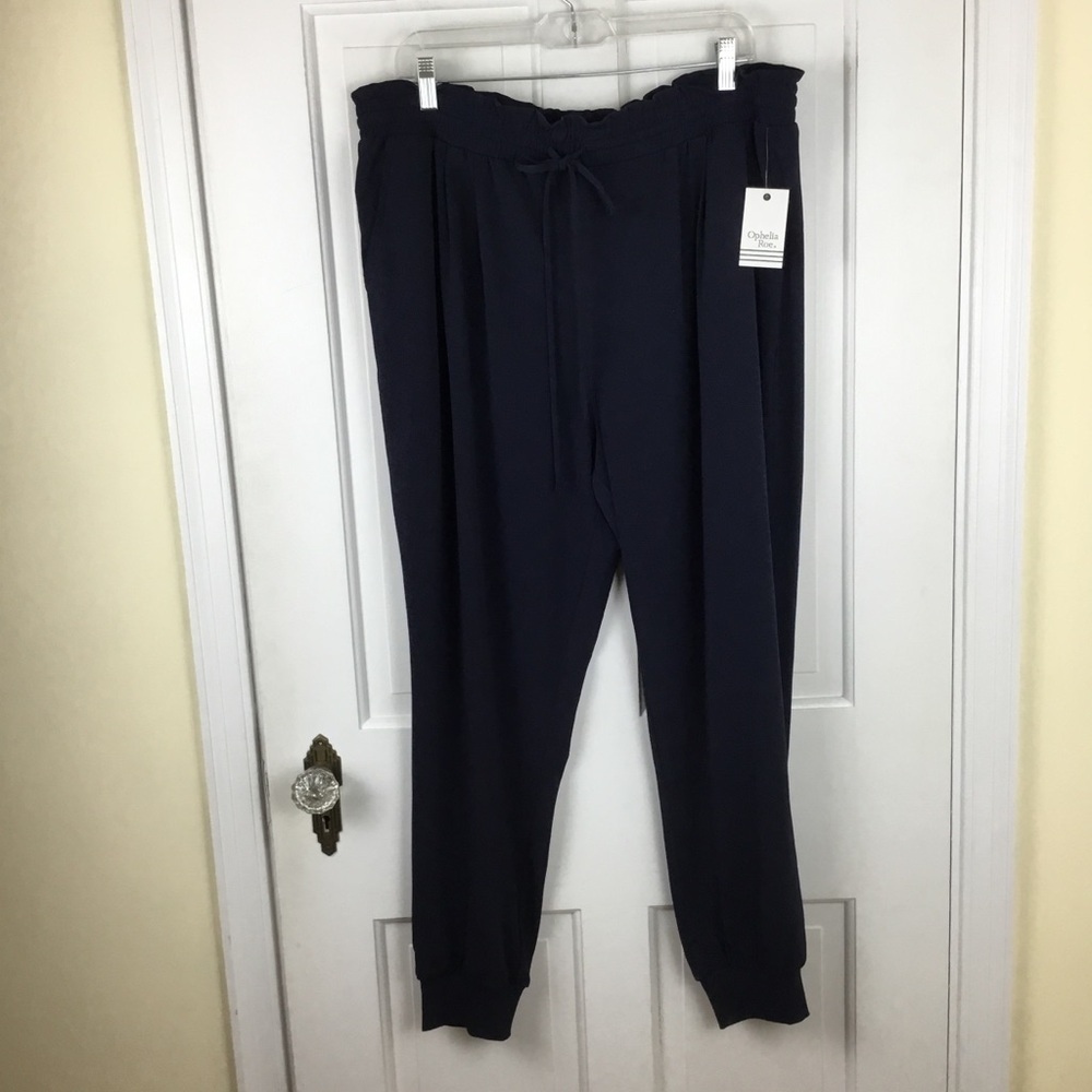 Ophelia Roe Womens High Waist Navy Joggers Pant Size XL NWT